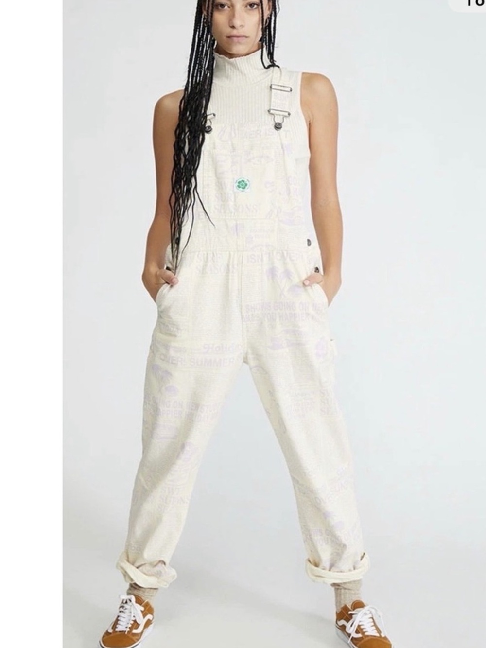 Vans Women's Cream Overalls - Relaxed Fit Cotton Jumpsuit